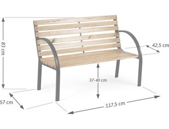Parkbank met rugleuning 117,5 x 83 x 57 cm klassiek - gepoedercoat
