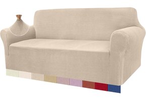 3-Zits Sofahoes Beige - Stretch Jacquard - 36% Korting!