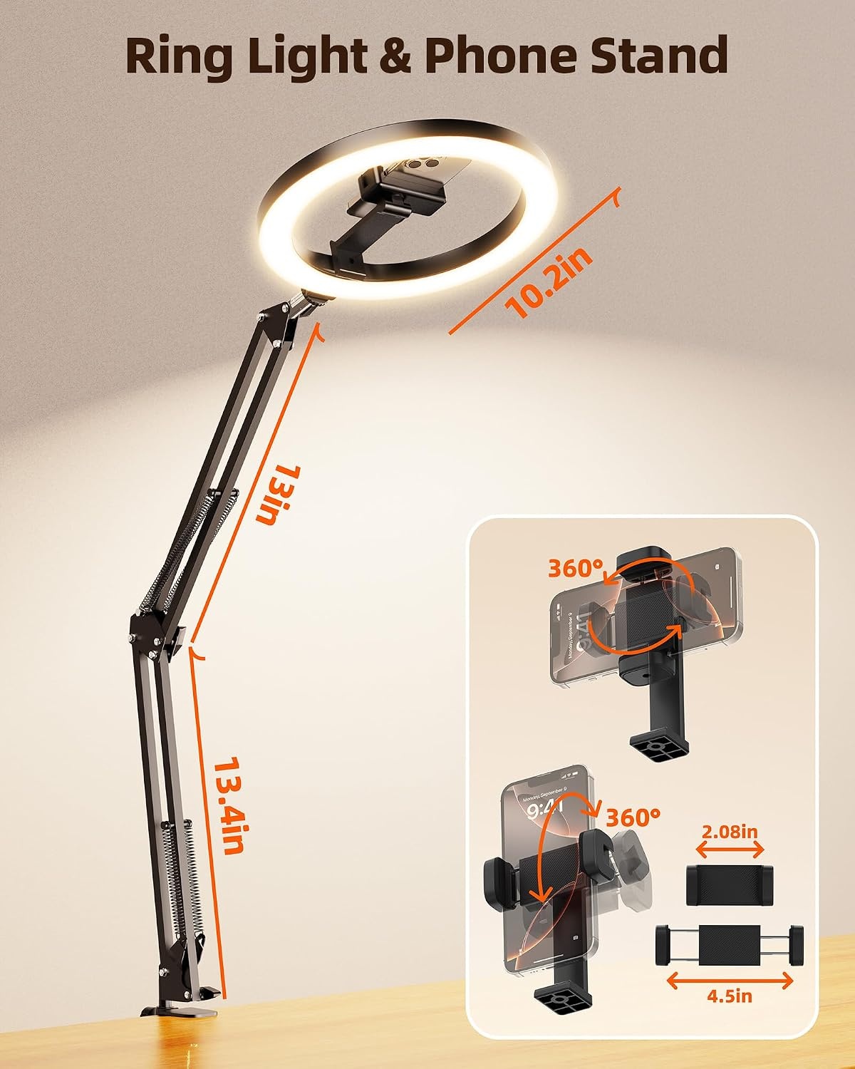 Ringlamp 10" met Statief - Flexibel, 3 Kleuren, 10 Helderheden - 57% Korting