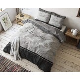 SLEEP TIME Dekbedovertrek, 100% katoen, beddengoed, True Dreams, grijs, 220 x 240 cm, met 2 kussenslopen 60 x 70 cm