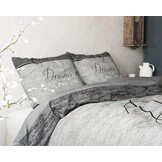 SLEEP TIME Dekbedovertrek, 100% katoen, beddengoed, True Dreams, grijs, 220 x 240 cm, met 2 kussenslopen 60 x 70 cm
