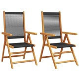 vidaXL Tuinstoelen 2 st massief acaciahout en polypropeen zwart