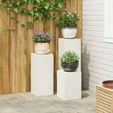 vidaXL Plantenkasten 3 pcs Wit 24 x 24 x 75 cm Staal