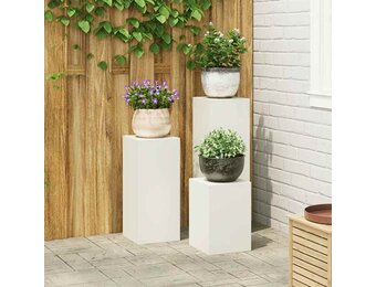 vidaXL Plantenkasten 3 pcs Wit 24 x 24 x 75 cm Staal