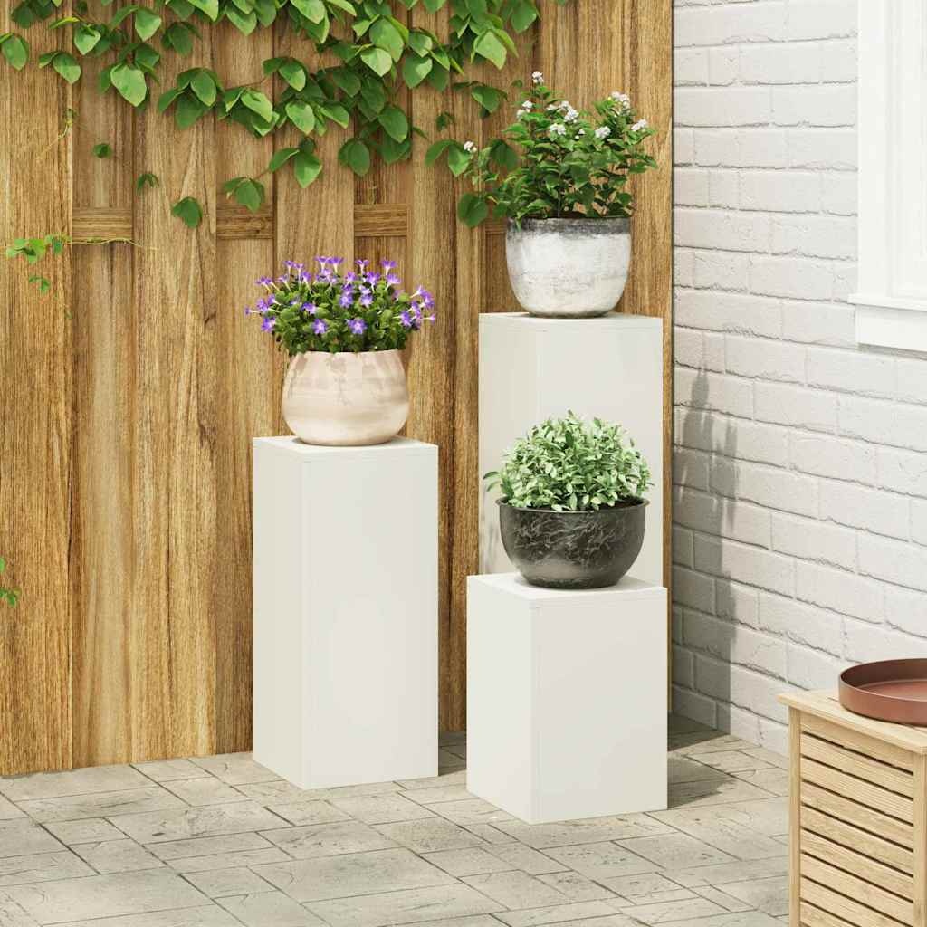 vidaXL Plantenkasten 3 pcs Wit 24 x 24 x 75 cm Staal
