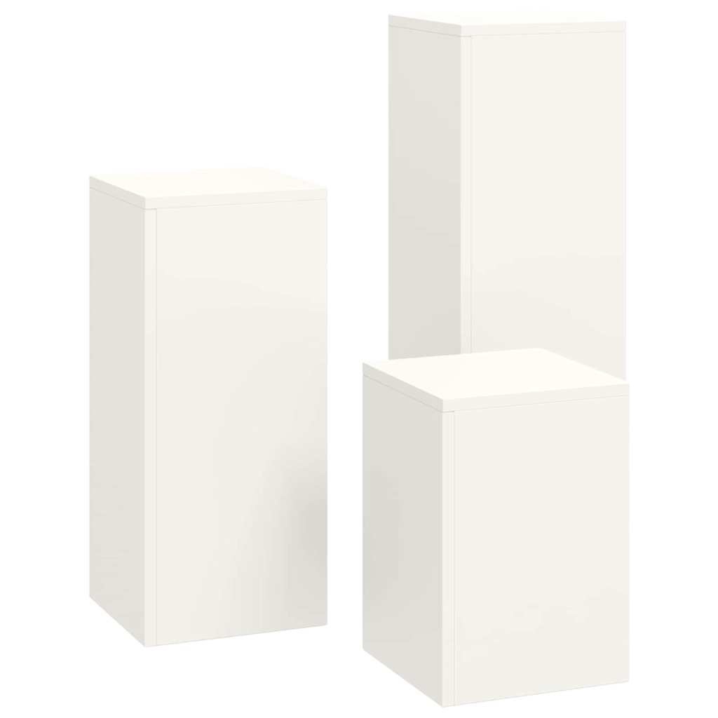 vidaXL Plantenkasten 3 pcs Wit 24 x 24 x 75 cm Staal