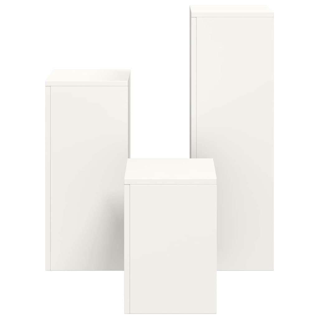 vidaXL Plantenkasten 3 pcs Wit 24 x 24 x 75 cm Staal