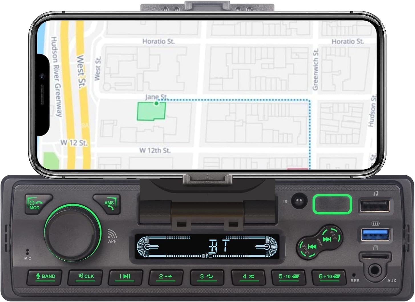 1-DIN Autoradio Bluetooth met Telefoonhouder & App-Bediening - 59% Korting
