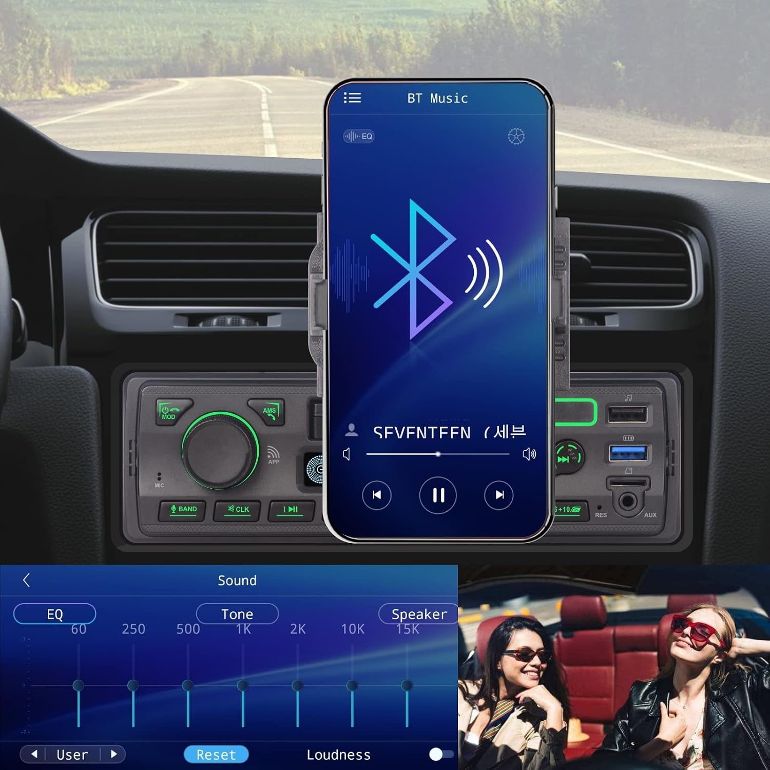 1-DIN Autoradio Bluetooth met Telefoonhouder & App-Bediening - 59% Korting