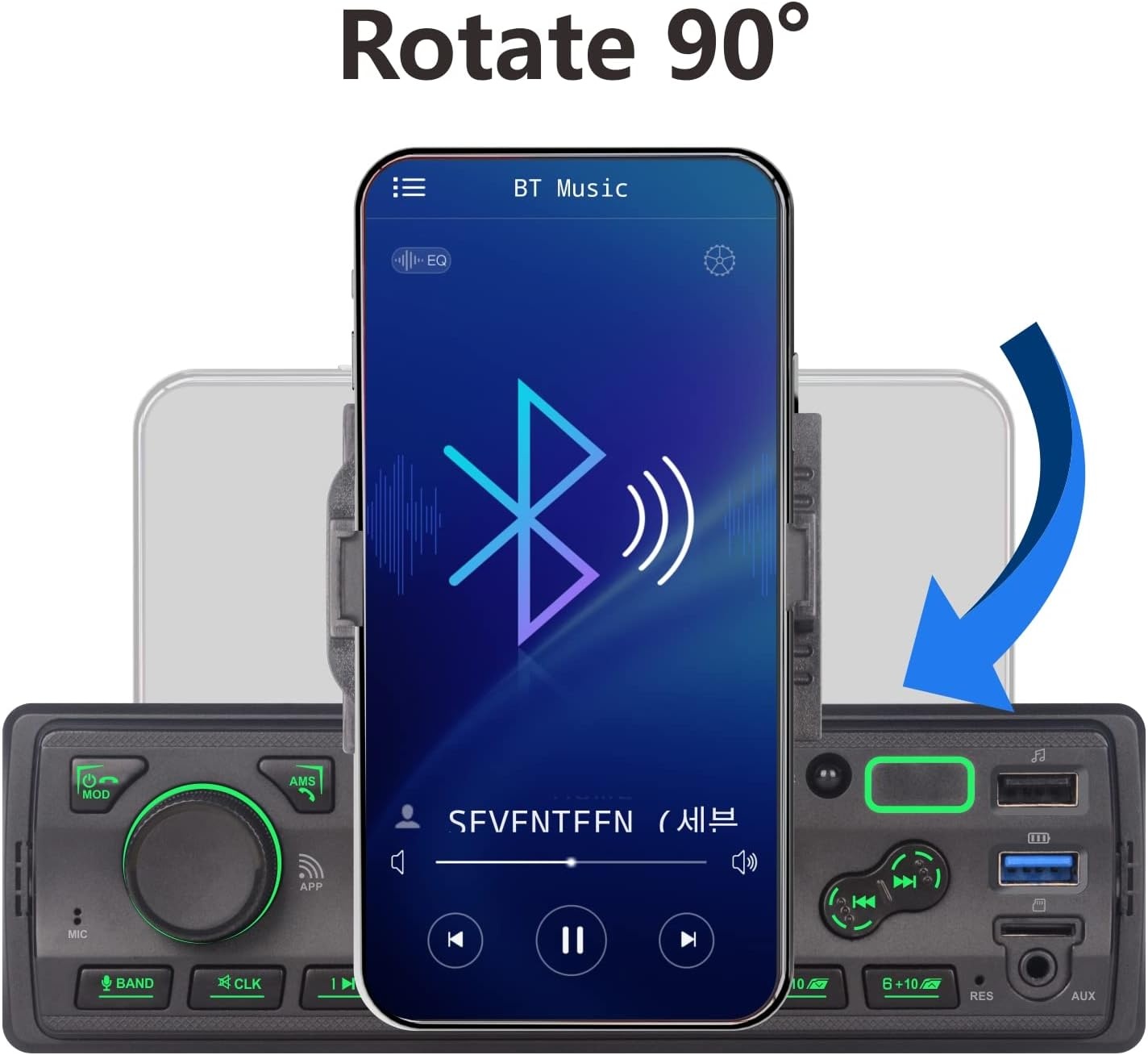 1-DIN Autoradio Bluetooth met Telefoonhouder & App-Bediening - 59% Korting