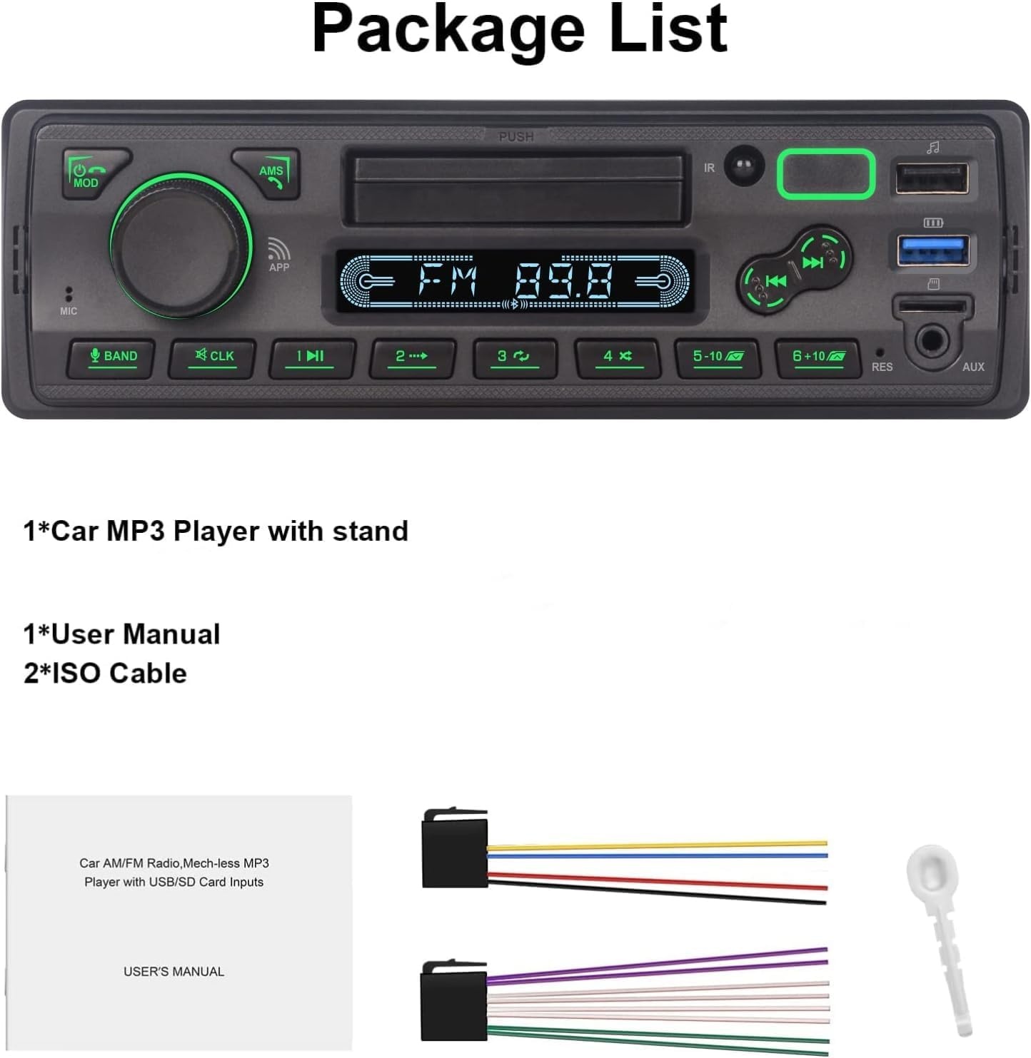 1-DIN Autoradio Bluetooth met Telefoonhouder & App-Bediening - 59% Korting