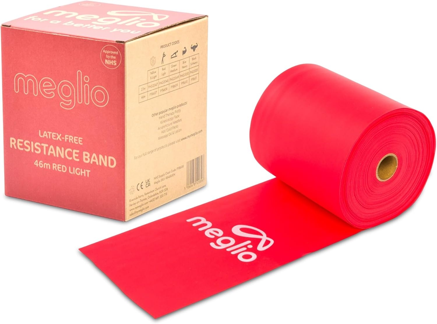 Meglio Weerstandsband rol, 46 meter latexvrije weerstandsbandrol voor fitnesstraining, fitnessstudio, hometraining, rekbaarheid, krachttraining en revalidatie, verkrijgbaar in 5 kleuren/diktes