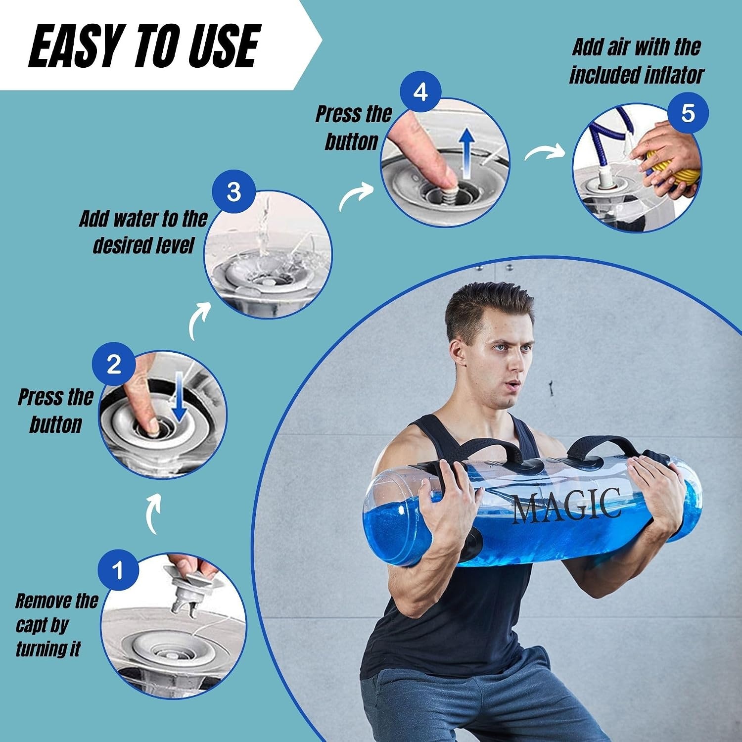 Magic Select Fitness Water Bag - Aqua Power Bag 5-20 kg - Verstelbare watertraining tas