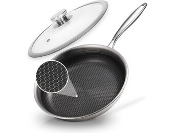 KOKHUB RVS Koekenpan met deksel - 28 cm - Antiaanbaklaag - Geschikt voor inductie