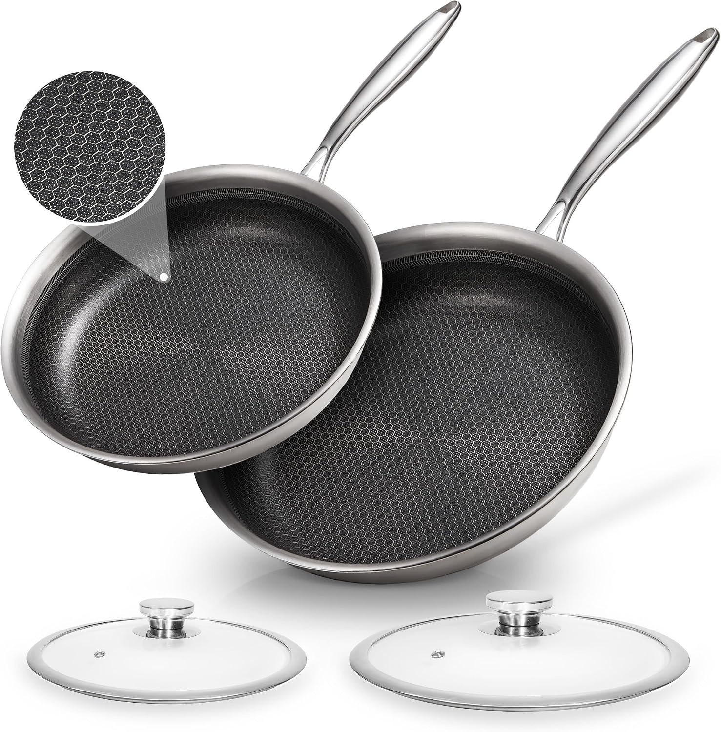 KOKHUB RVS Koekenpan met deksel - 28 cm - Antiaanbaklaag - Geschikt voor inductie