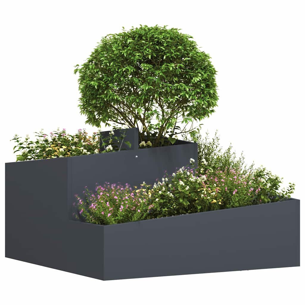 vidaXL Tuin Bloempot Antraciet 80 x 80 x 50 cm Koudgewalst staal