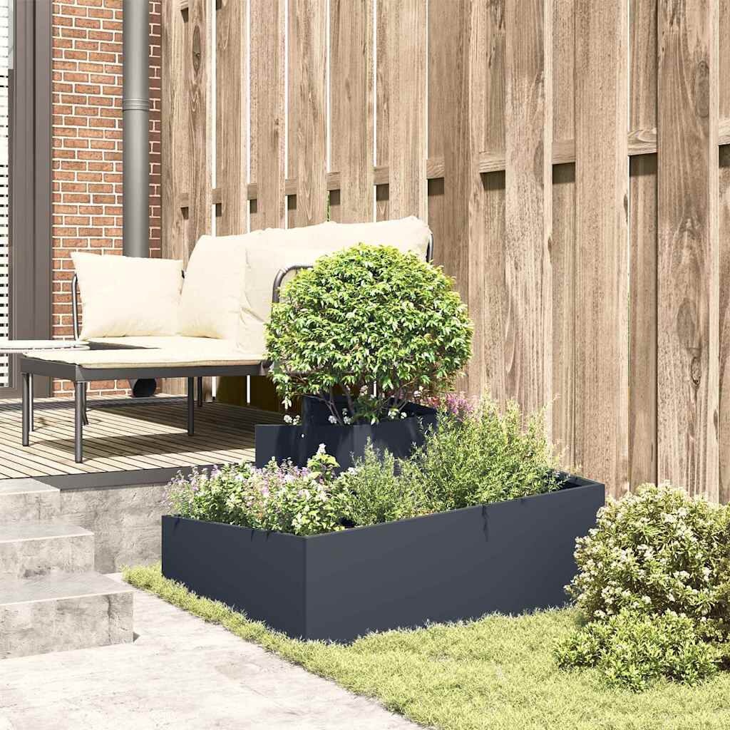 vidaXL Tuin Bloempot Antraciet 80 x 80 x 50 cm Koudgewalst staal