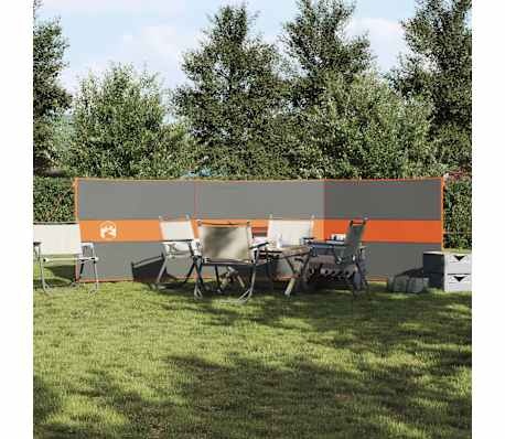 vidaXL Windscherm camping waterdicht 490x123 cm grijs en oranje