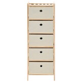 vidaXL Opbergmeubel met 5 stoffen manden cederhout beige