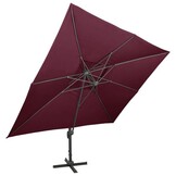 vidaXL Zweefparasol met dubbel dak 400x300 cm bordeauxrood