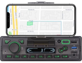 LXKLSZ Autoradio 1-DIN met Bluetooth, Telefoonhouder en App-bediening - Zwart