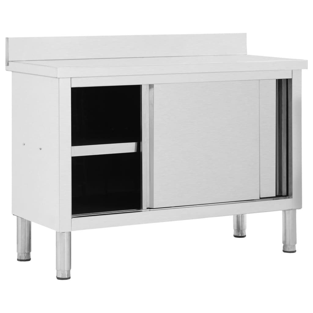 Werktafel RVS met Schuifdeuren - 120x50cm - 60% Korting