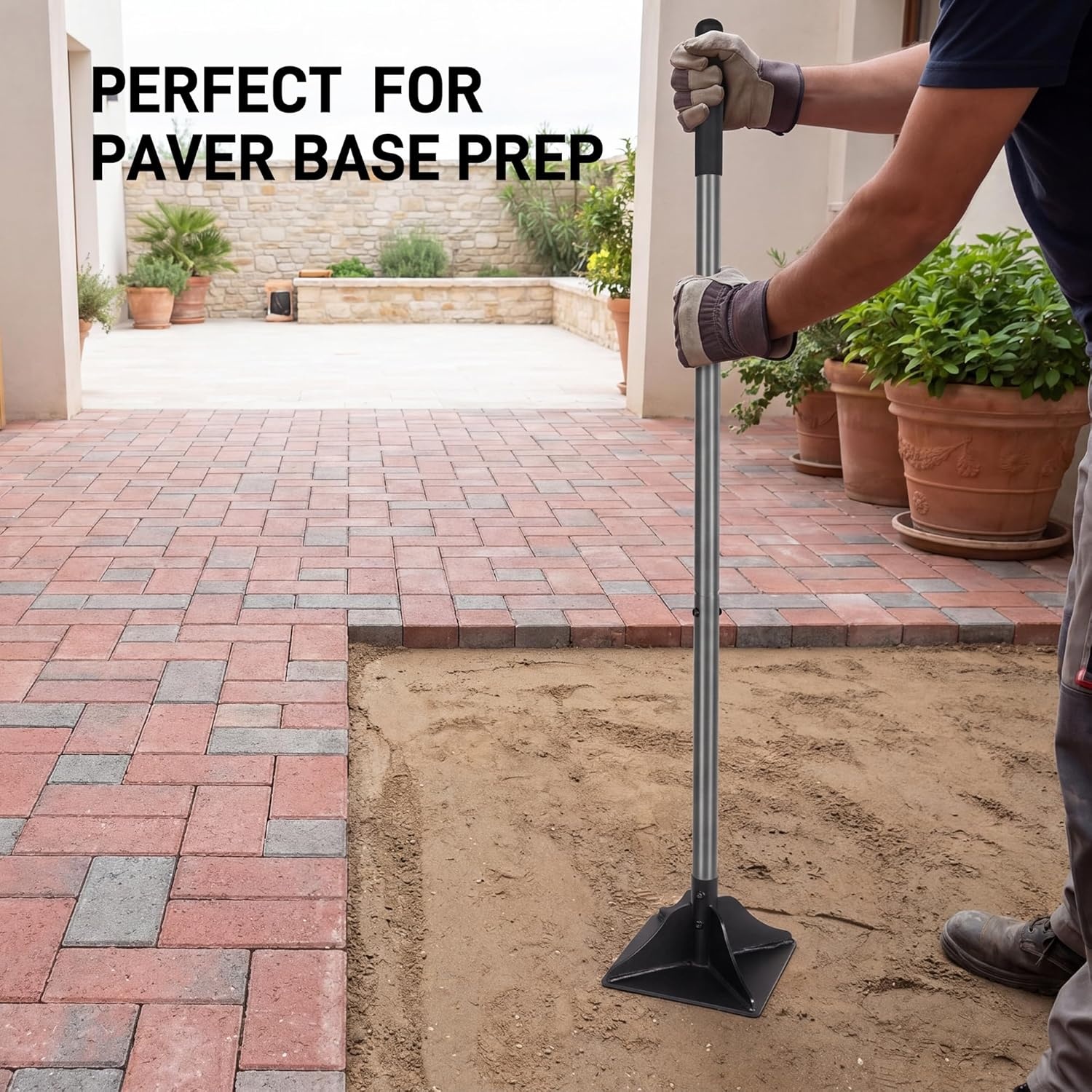 Walensee Stalen stamper met 48 inch stalen handvat 8 "x 8" Tuin Sabotage met Rubber Grip voor Laborsaving All-Steel Sabotage Heavy Duty Ideaal Tool voor het nivelleren van grond installeren