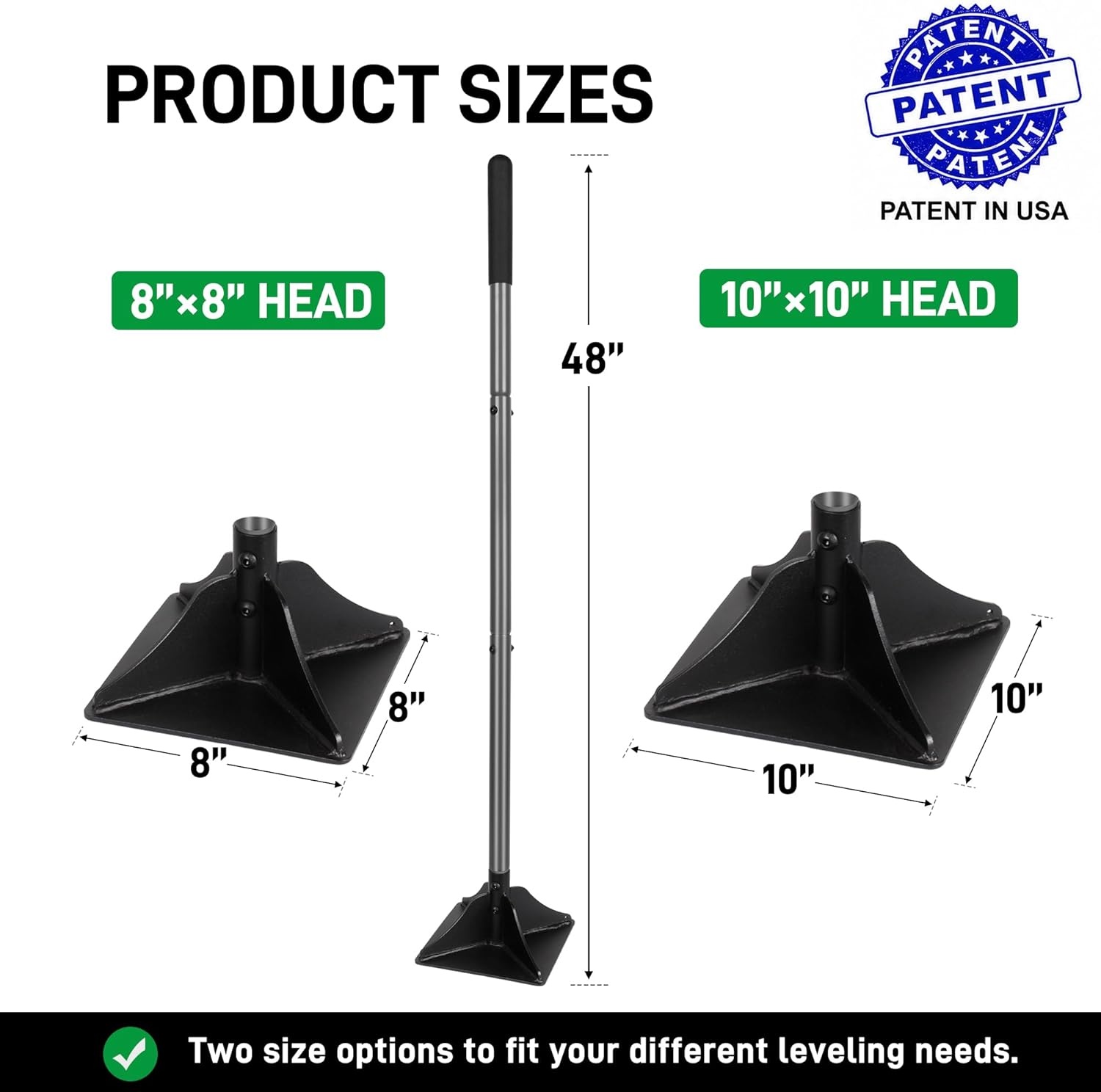 Walensee Stalen stamper met 48 inch stalen handvat 8 "x 8" Tuin Sabotage met Rubber Grip voor Laborsaving All-Steel Sabotage Heavy Duty Ideaal Tool voor het nivelleren van grond installeren