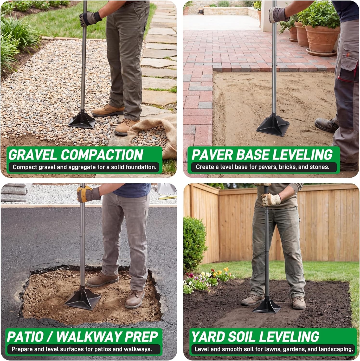 Walensee Stalen stamper met 48 inch stalen handvat 8 "x 8" Tuin Sabotage met Rubber Grip voor Laborsaving All-Steel Sabotage Heavy Duty Ideaal Tool voor het nivelleren van grond installeren