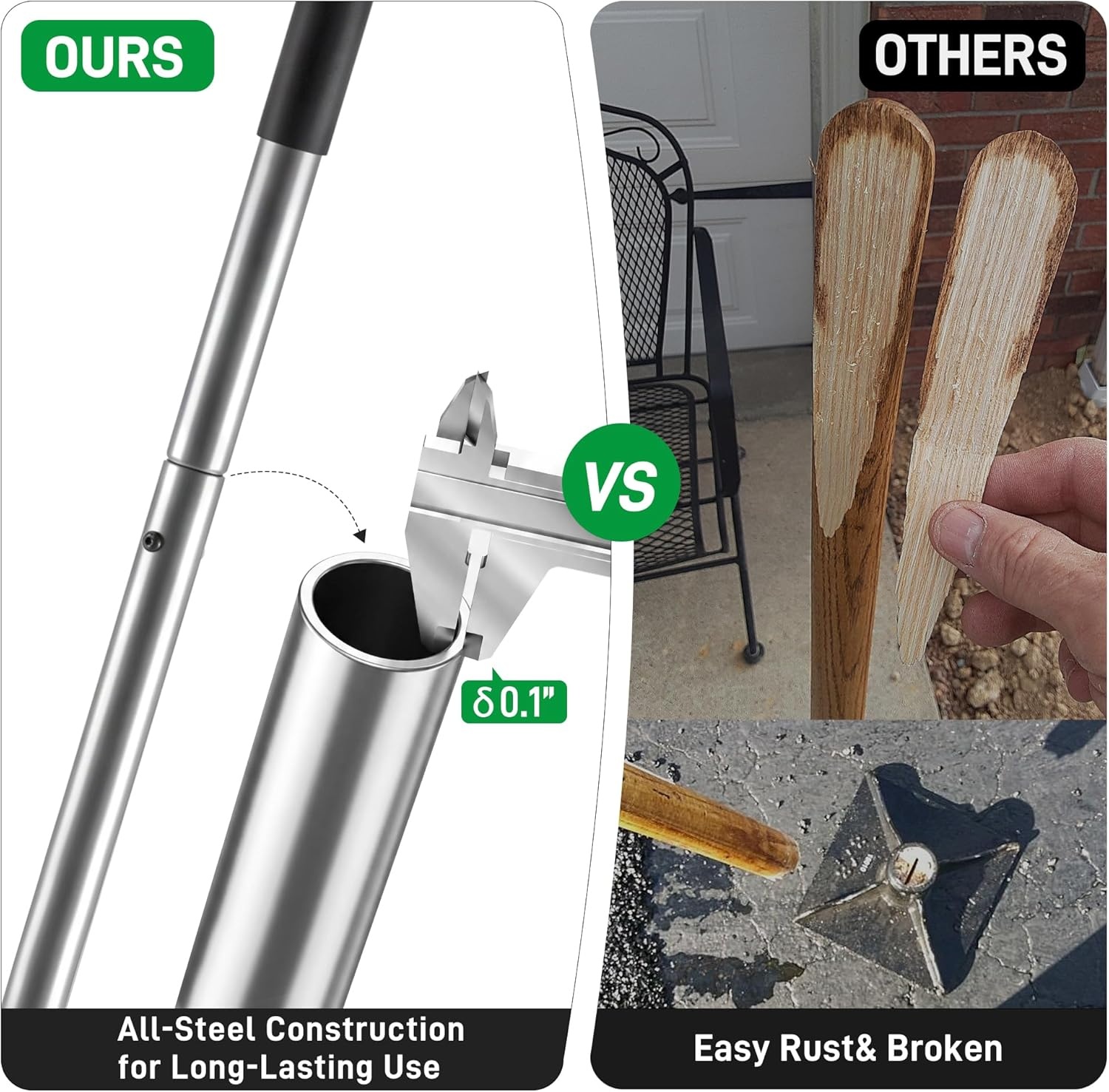 Walensee Stalen stamper met 48 inch stalen handvat 8 "x 8" Tuin Sabotage met Rubber Grip voor Laborsaving All-Steel Sabotage Heavy Duty Ideaal Tool voor het nivelleren van grond installeren