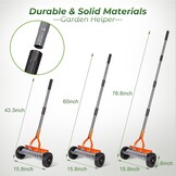 Walensee Lawn Dethatching Rake with Wheels, Heavy Duty Thatch Rake Scarifier with Adjustable Handle, Stainless Steel Lawn Thatch Remover for Moss, Dead Grass, Leaves & Debris