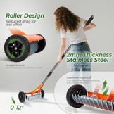 Walensee Lawn Dethatching Rake with Wheels, Heavy Duty Thatch Rake Scarifier with Adjustable Handle, Stainless Steel Lawn Thatch Remover for Moss, Dead Grass, Leaves & Debris
