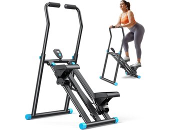 MERACH Stair Stepper Pro 2025 - Opvouwbare Stairmaster met 3 Weerstandsniveaus en Verstelbare Handgreep - Zwart