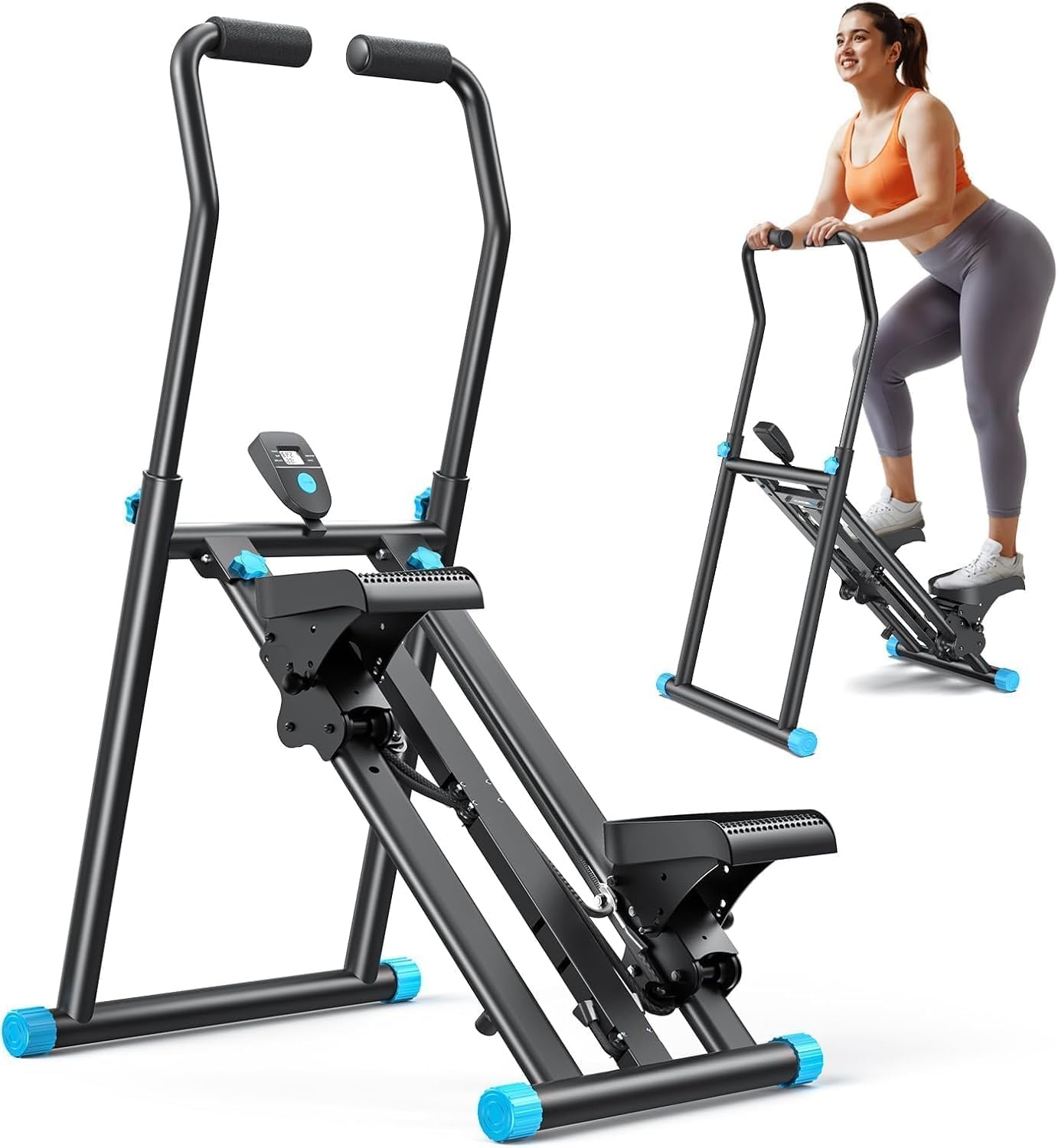 MERACH Stair Stepper Pro 2025 - Opvouwbare Stairmaster met 3 Weerstandsniveaus en Verstelbare Handgreep - Zwart