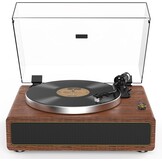Retrolife Platenspeler met geïntegreerde luidsprekers, riemaandrijving, 33/45 omw/min, vinyl platenspeler, ondersteunt bluetooth-weergave met automatische stopfunctie, RCA Out en AUX-in geel-bruin