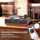 Retrolife Platenspeler met geïntegreerde luidsprekers, riemaandrijving, 33/45 omw/min, vinyl platenspeler, ondersteunt bluetooth-weergave met automatische stopfunctie, RCA Out en AUX-in geel-bruin
