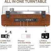 Retrolife Platenspeler met geïntegreerde luidsprekers, riemaandrijving, 33/45 omw/min, vinyl platenspeler, ondersteunt bluetooth-weergave met automatische stopfunctie, RCA Out en AUX-in geel-bruin