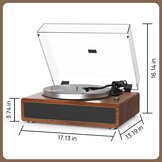 Retrolife Platenspeler met geïntegreerde luidsprekers, riemaandrijving, 33/45 omw/min, vinyl platenspeler, ondersteunt bluetooth-weergave met automatische stopfunctie, RCA Out en AUX-in geel-bruin