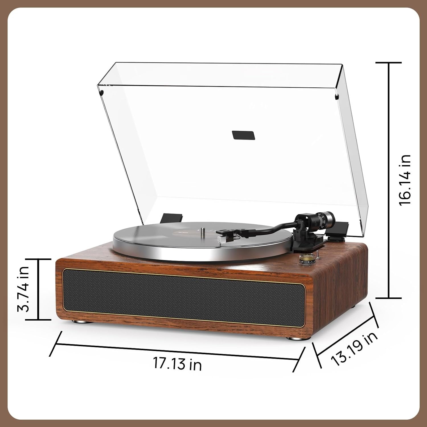 Retrolife Platenspeler met geïntegreerde luidsprekers, riemaandrijving, 33/45 omw/min, vinyl platenspeler, ondersteunt bluetooth-weergave met automatische stopfunctie, RCA Out en AUX-in geel-bruin