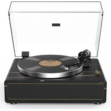 Retrolife Platenspeler met geïntegreerde luidsprekers, riemaandrijving, 33/45 omw/min, vinyl platenspeler, ondersteunt bluetooth-weergave met automatische stopfunctie, RCA Out en AUX-in geel-bruin