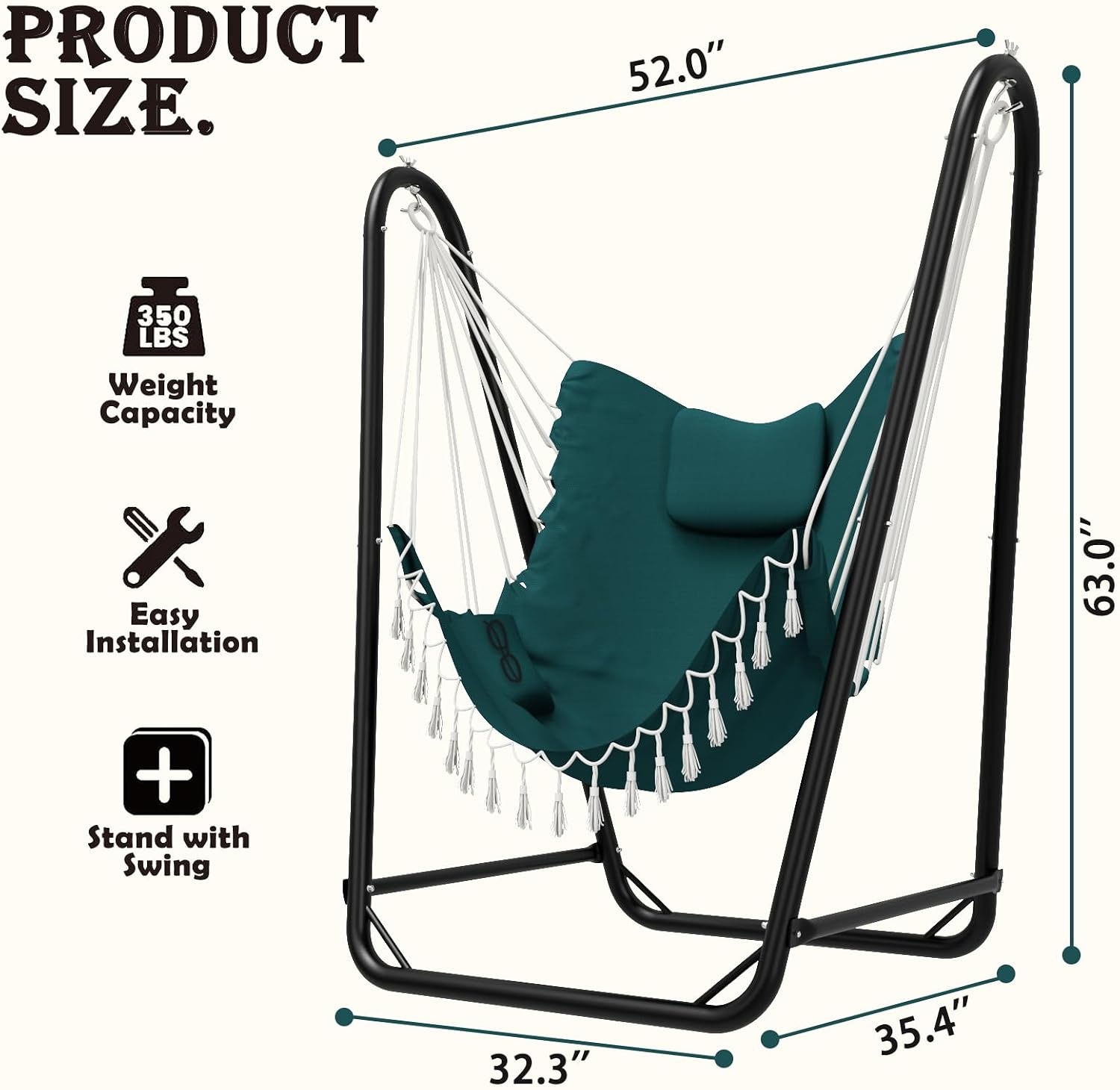 G TALECO GEAR Hangstoel met Standaard - Groen - 82 x 90 cm