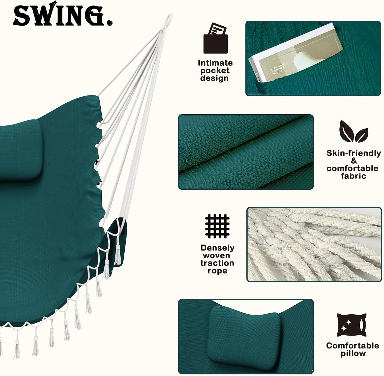 G TALECO GEAR Hangstoel met Standaard - Groen - 82 x 90 cm