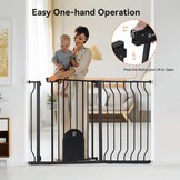 COMOMY Traphekje met kattenluik - 75-123 cm - Zwart - Zelfsluitend