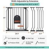 COMOMY Traphekje met kattenluik - 75-123 cm - Zwart - Zelfsluitend