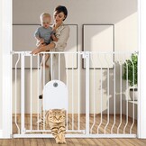 COMOMY Traphekje met kattenluik - 75-123 cm - Zwart - Zelfsluitend
