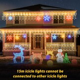 IJsregen lichtketting kerstverlichting voor buiten 15 m - witte led-verlichting Kerstmis buiten met afstandsbediening timer 8 modi waterdicht lichtgordijn voor buiten voor balkon, kerstdecoratie