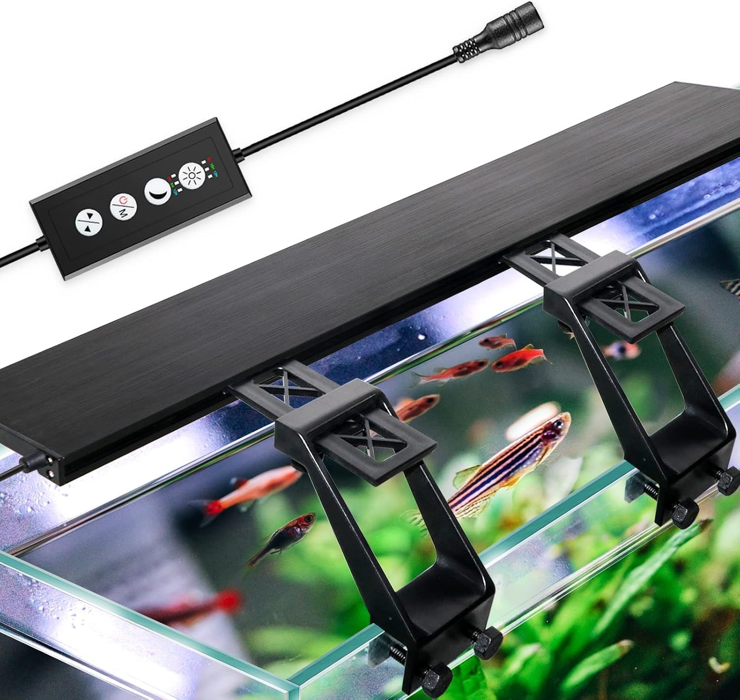 Aquarium Lights with Clip, 24/7 Mode LED Aquarium Light 7 Colors with 138 LEDs, 26W 1662lm Dimmable Aquarium LED Lighting with Timer