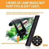 Aquarium Lights with Clip, 24/7 Mode LED Aquarium Light 7 Colors with 138 LEDs, 26W 1662lm Dimmable Aquarium LED Lighting with Timer