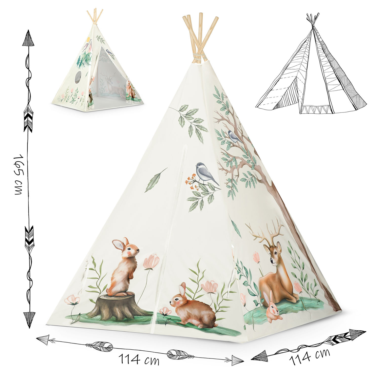 Speeltent tipi - beige - Nukido - 114×114×165 cm