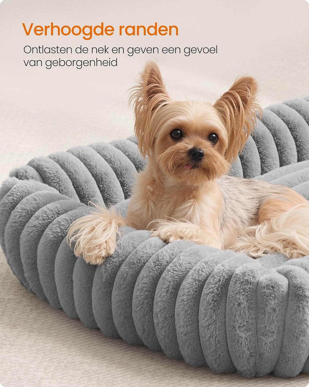 Feandrea Hondenbed, Middelgroot Orthopedisch, Wasbaar Hondenkussen, Zacht, Zachte Voering, 71 x 55 x 18 cm, Duifgrijs PGW311GD01 - Maat M (71 x 55 x 18 cm)